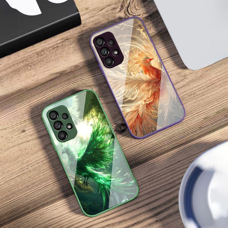Golden Phoenix Unfolding For Samsung Galaxy S10 4G S20 11E 30 S21 22 S24 Fe Pro S23 S25 Ultra 5G S9 Tempered Glass Phone Case