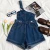 Casual Denim Jumpsuits Women Spring Summe Retro Short  Fashion  One-shoulder Wide Leg Pants Cool Girls Streetwear