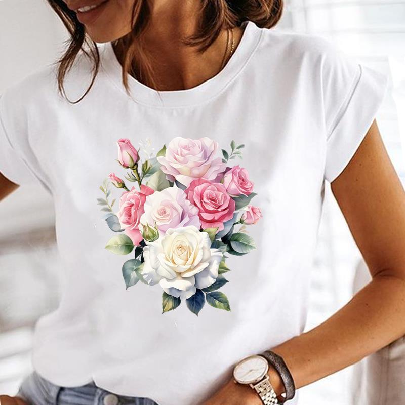 (Asian Size) Butterfly Cute Casual T Shirt Lady Female Top Printed Clothing  Fashion Graphic Short Sleeve T-shirts Women Tee