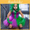 Halloween Coringa Role Play Menina Vestido Verde Conjunto de Luvas Para Festa