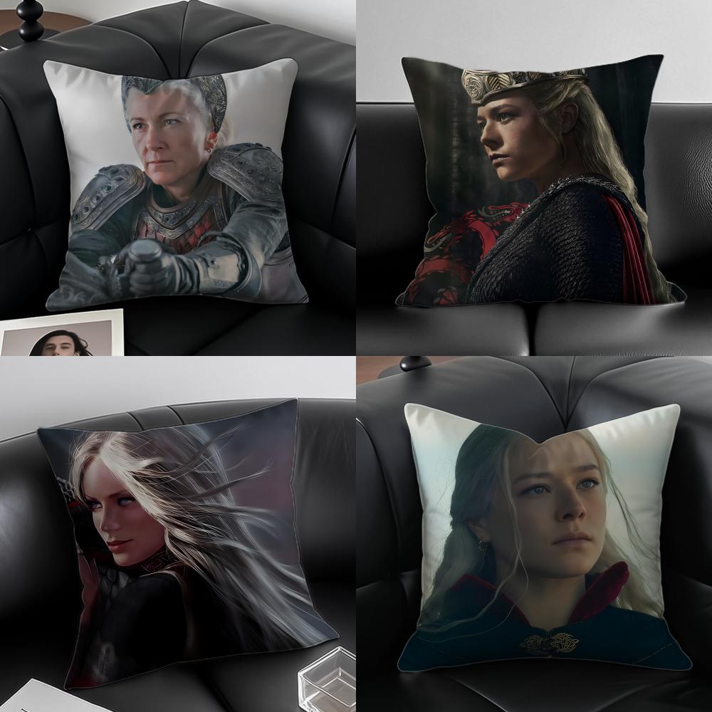 rRhaenys Targaryen Pillow TV Drama Cushion Cover Pillow Case Antidustmite Invisible zipper silky plush cushion