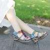 Handmade Painted Slippers For Women Loose Round Toe Ethnic Style Retro Flower Beach Sandals