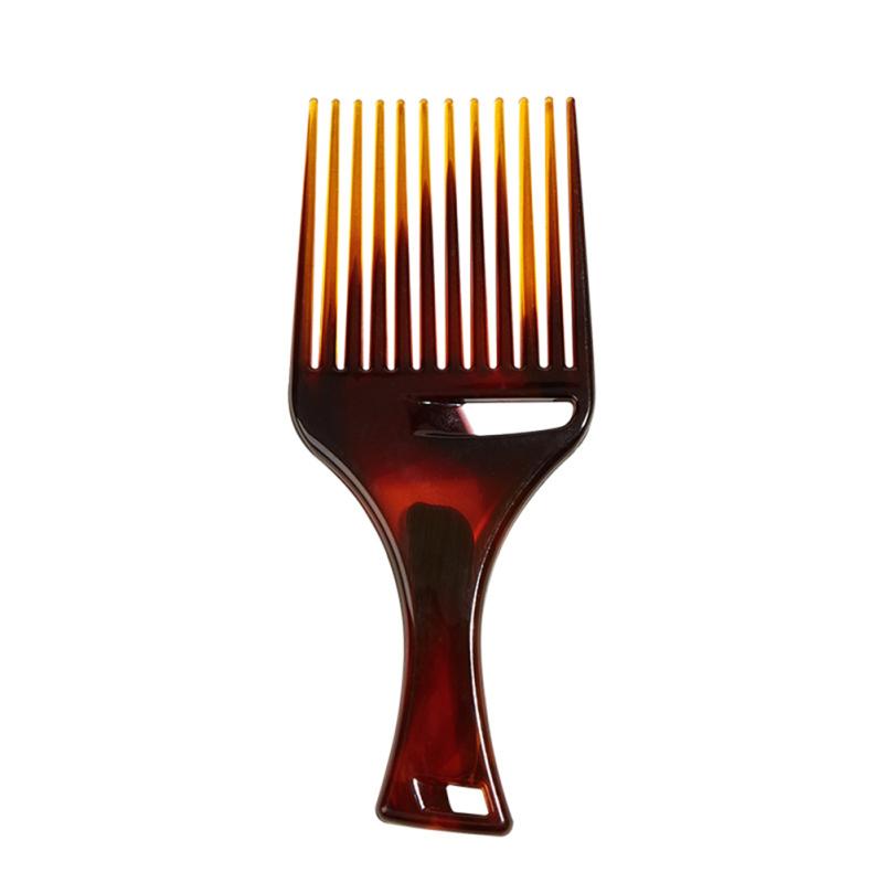 Amber-color Men Long Teeth Flat Fork  Comb Comfortable Handle Antistatic Hairbrush Salon Hair