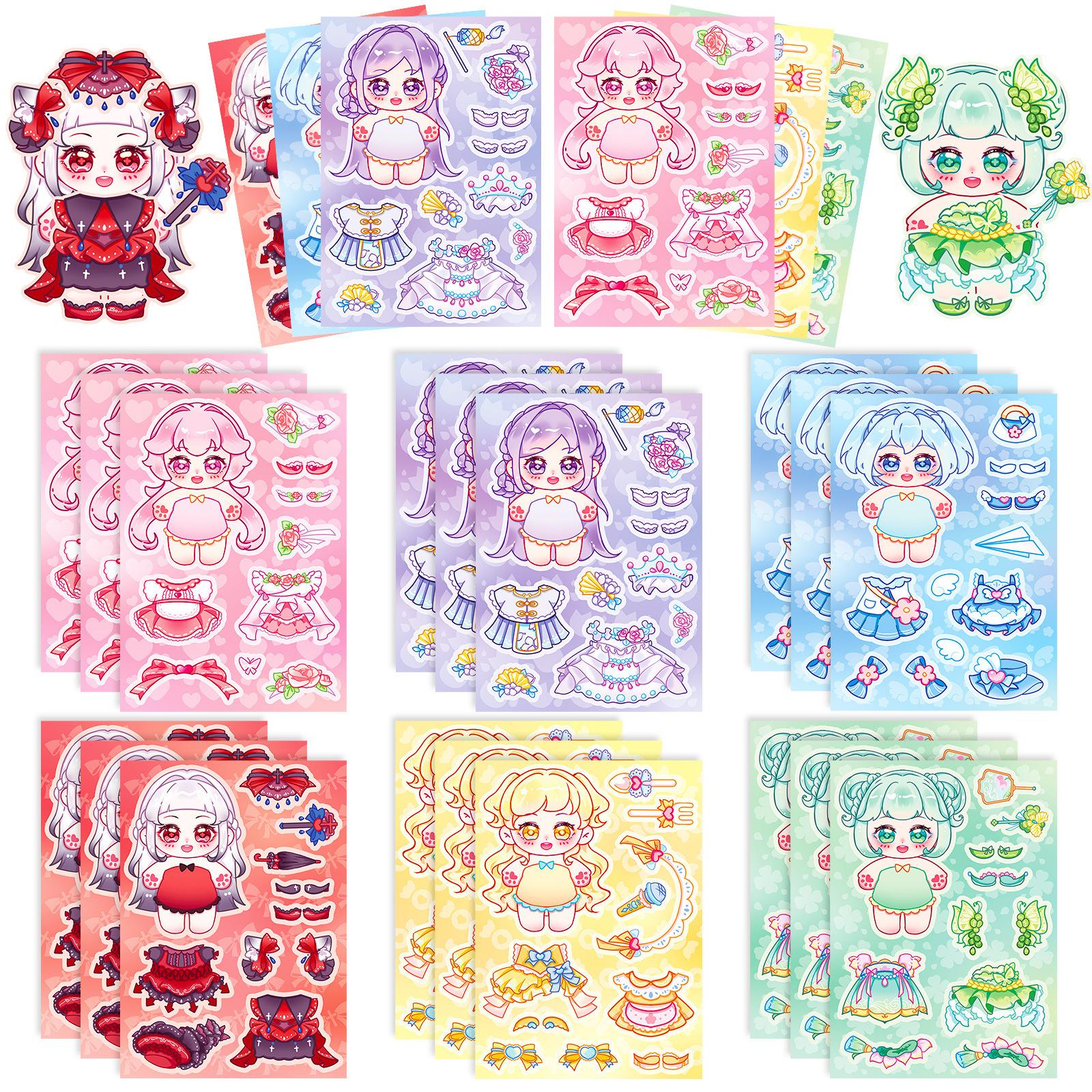 

Набор из 6 штук Хлопковая кукла Милое переодевание Персонаж Наклейка Сделай сам Руководство Украшение для блокнота Милая наклейка