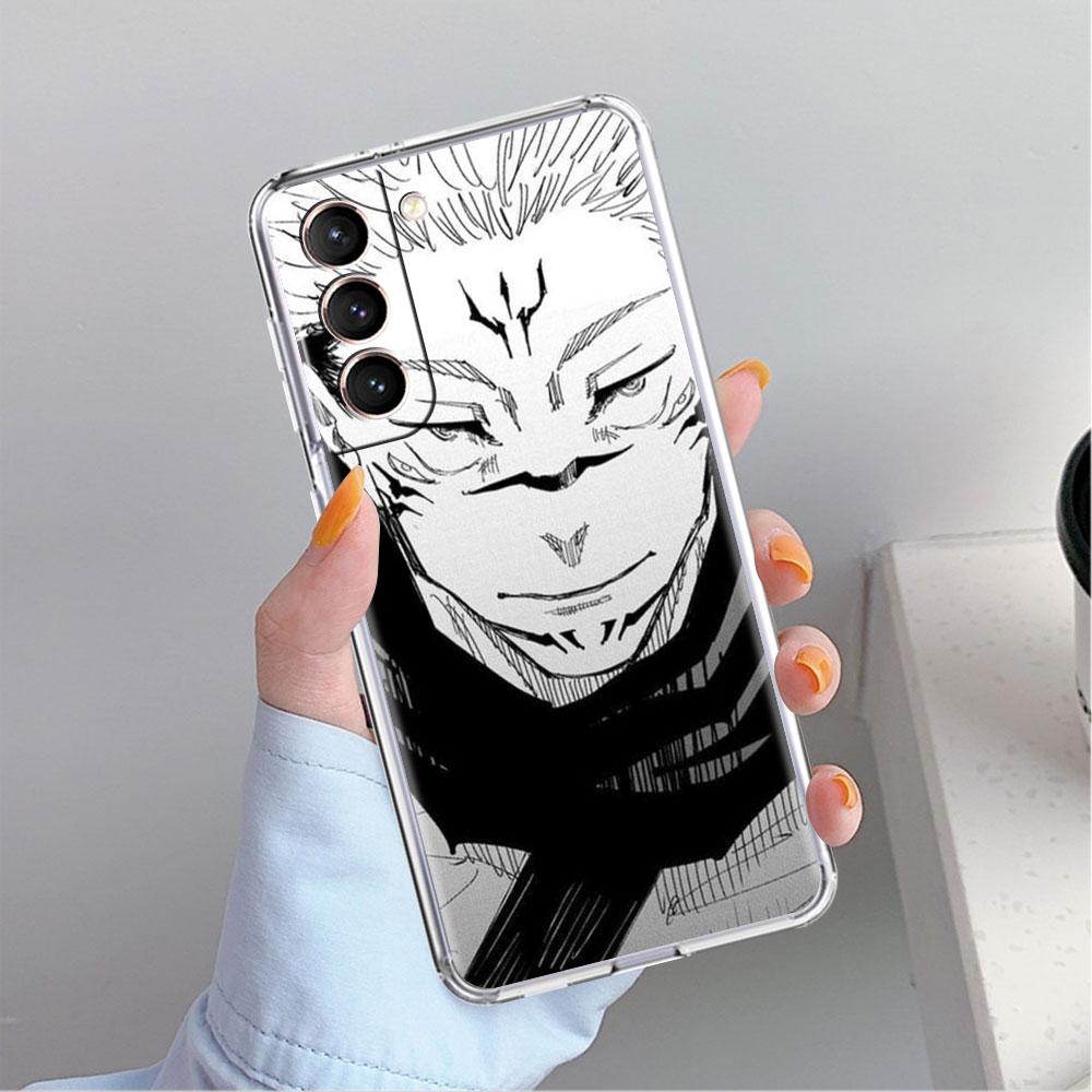 Niedliche Jujutsu Kaisen Anime Klare Hülle für Samsung Galaxy S22 S20 FE S21 S10 S9 Plus Note 20 Ultra 10 Lite Transparente Handyhülle