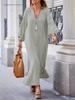 New Women's Cotton Linen Long Sleeve Cardigan Dress for Autumn and Winter