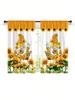 New Style Modern Fresh Checkered Sunflower Digital Printed Home Decoration Kitchen Short Window Curtains With Rod Pocket