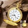 Orologio da tasca circolare dorato da uomo Orologio da tasca al quarzo con catenella vintage Regalo souvenir