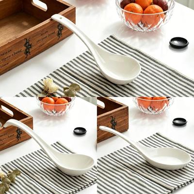 Porcelana kostna, duże okrągłe ceramiczne łyżki, długa łyżka do zupy, chochla do zupy, do purée ziemniaczanego, do serwowania, do gotowania