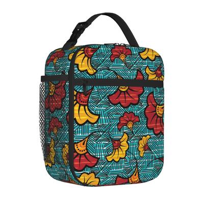 African Ethnic Tribal Ankara Tote Thermal Cooler Bag Floral Flower Reusable Insulated Lunch Bags New Arrival Bento Box  School