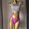 STOCK 3Colors Diamond Swimwear Women Cut Out Rhinestone Monokini Nightclub One Piece Swimsuit S-L