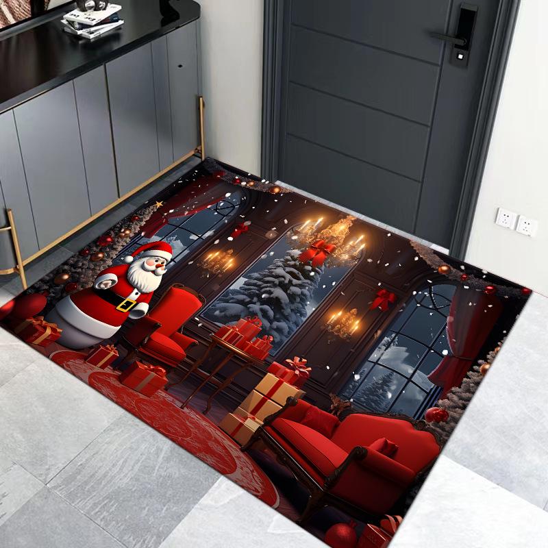 Cross-border Christmas Cartoon Entrance Mat for Hallway or Living Room Decor
