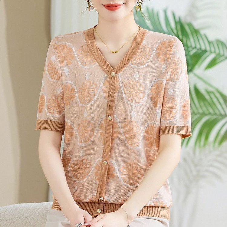 Mom's Elegant Summer Short-Sleeve Shirt - 2026 New Style for Middle-Aged and Elderly Women