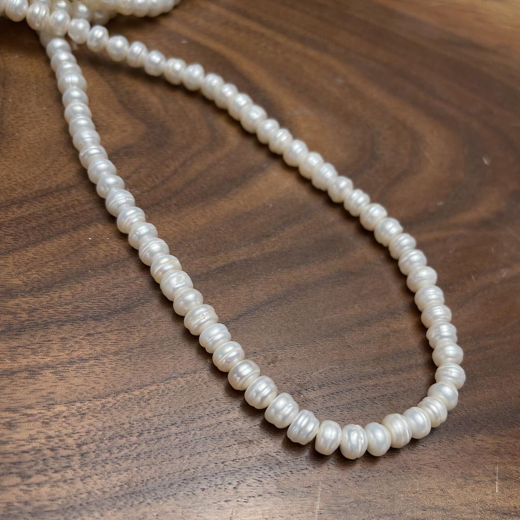 1String, White Artificial Pearls, Fashion Four Sides Light Beads, 7-8mm, for DIY Craft Jewelry Making, Bulk Gifts for Women, Unique Supplies 36cm