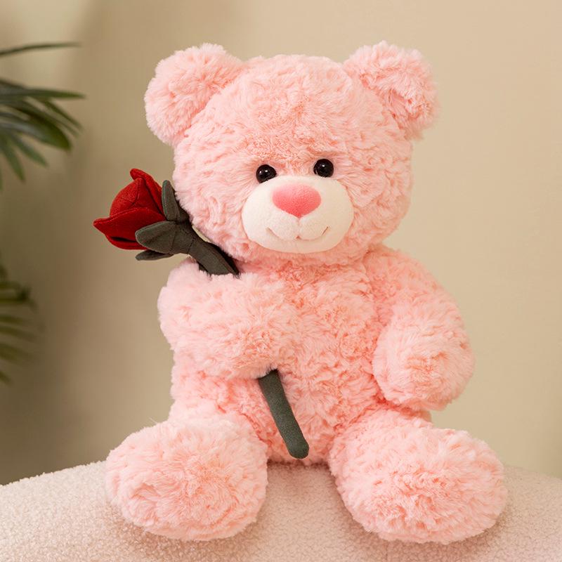 Cross Rose Teddy Bear Cloth Doll - Plush Toy for Qixi Valentine s Day Gift 30cm 0.36kg