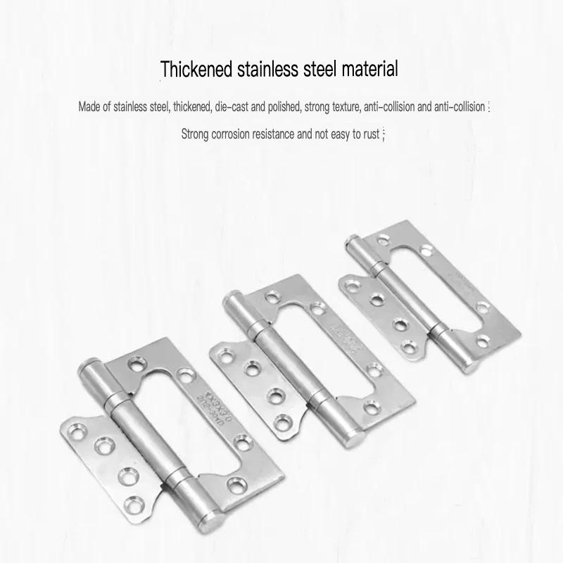 2 Stück 304D Edelstahl Türscharniere 4 Zoll Unsichtbar Leise Verdickt 2,5 Lager Hardware Scharnierzubehör für Türen Fenster