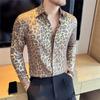 Mode Luxus Freizeit Herren Hochwertiges Weiches und Bequemes Gewebe Klassisches Leopardenmuster Hemd