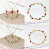 3PCS Colorful Trendy Charm Crystal Leaf Vine Flower Rhinestone Bracelet Necklace Earring Zircon Set Luxury for Women Party Gift