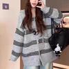 Koreanischer Retro-Streifenstrick-Kapuzencardigan für Damen: Früher Herbst- & Winter-Mode