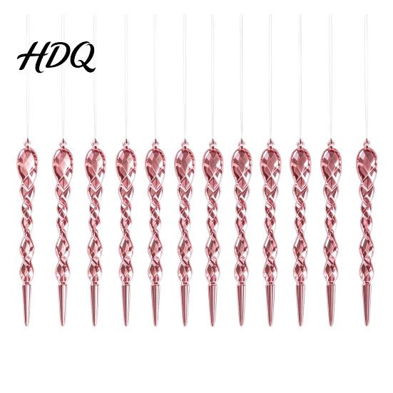 Decorative Pendants 12Pcs Colorful for Holiday Windows Ornaments Acrylic Spiral Icicle Twisted Ice Bar Hanging