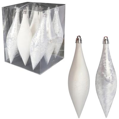 Set of 9 White Plastic Decorative Icicles 15 Cm with Frost Effect