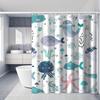 Cartoon Ocean Shower Curtain, Starfish Jellyfish Whale Fish Seaweed Bathroom Partition Curtain, Bathroom Bathtub Shower Curtain