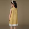 Hacikis Girls' Yellow Plaid Patchwork Vest Dress
