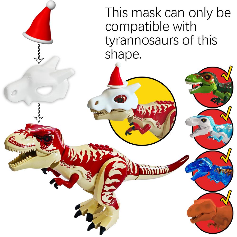 Jurassic Dinosaurs Skull Mask Building Blocks DIY Tyrannosaurus Action Figure Model Hat Gift