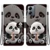 Handmade PU Leather Flip Case for Motorola Moto G14 Anti-Slip Shockproof Cover with Wrist Strap & Heart/Rose Cat Designs