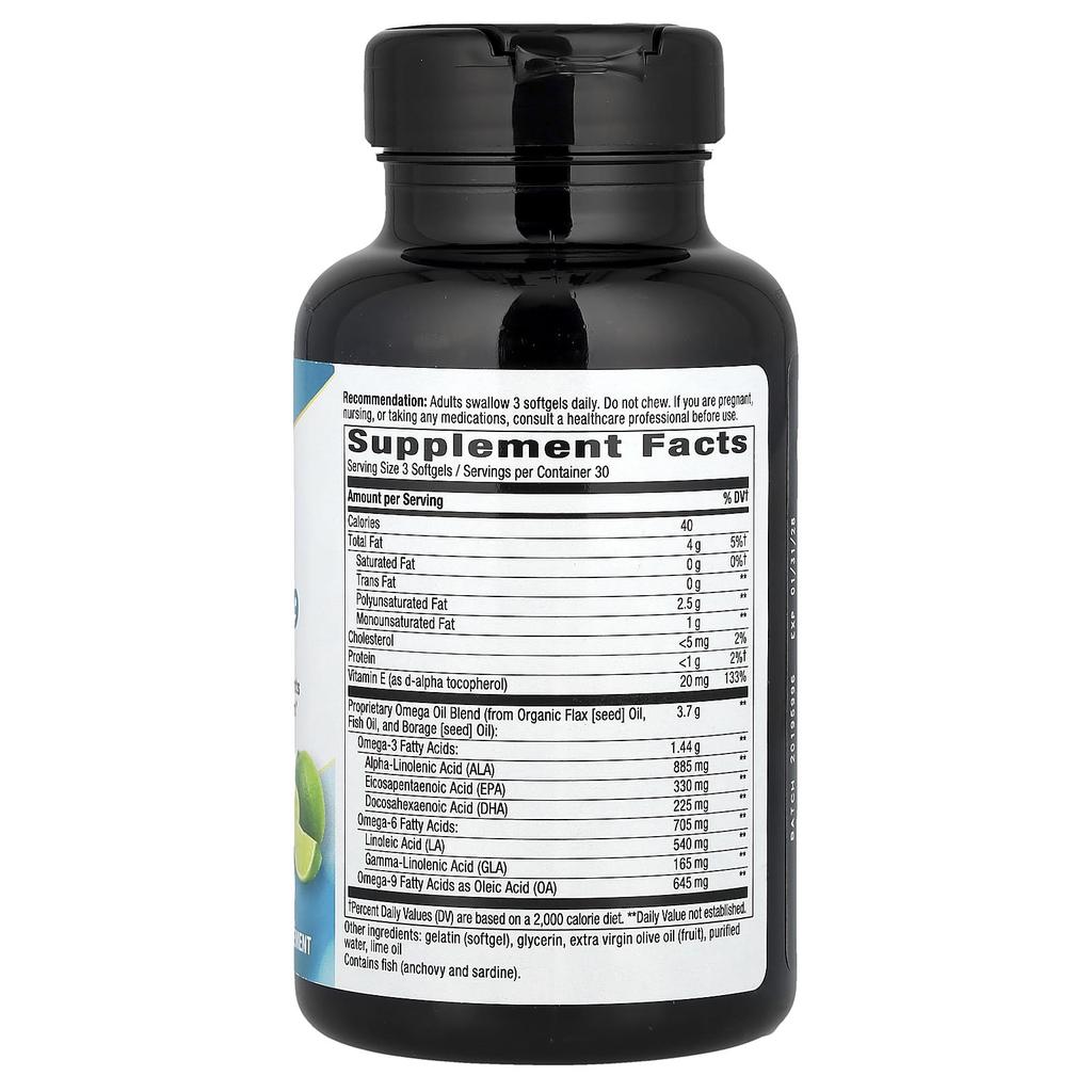 Nature's Way Mega 3/6/9, Omega Blend, Lime, 90 Softgels