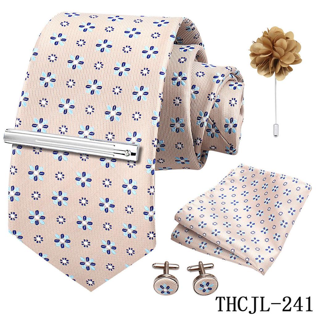 Men'S Business Dress Tie 5-Piece Groom Best Man Dress Accessories Gaowei Dense Jacquard Tie Worker