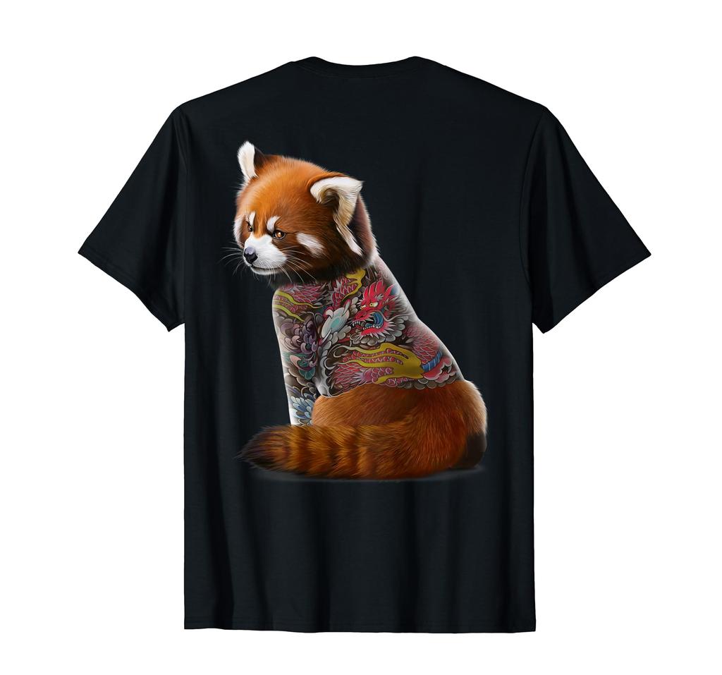 Red Panda and Traditional Japanese Dragon Tattoo Irezumi T-Shirt