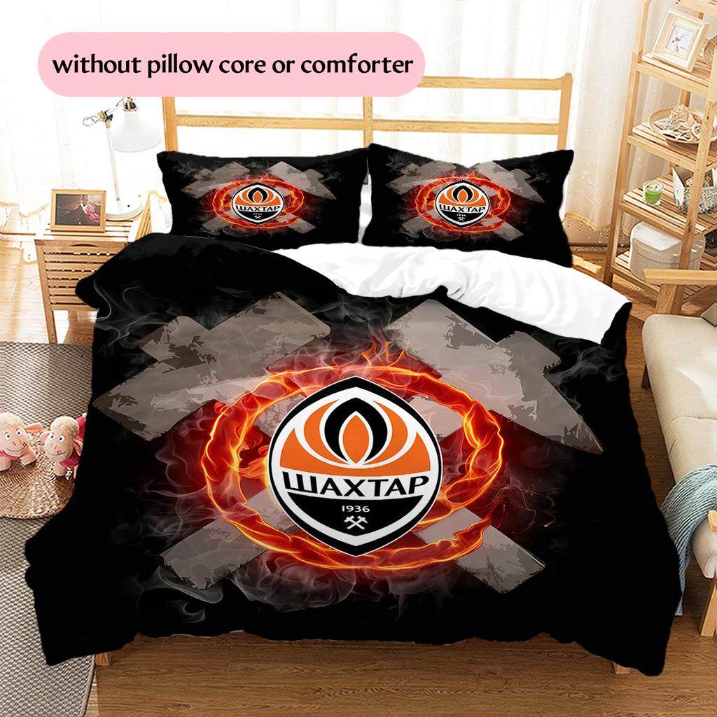 Shakhtar Donetsk FC Pattern Bedding Home Decoration Birthday Gift (1 * duvet cover + 2 * pillowcase, without core)