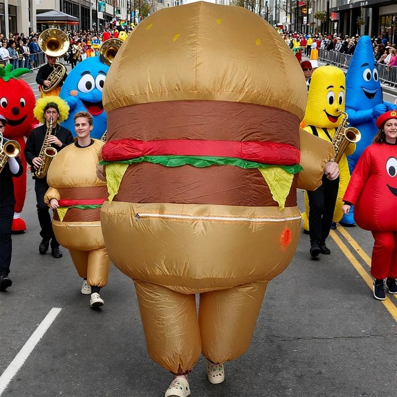 Costume gonfiabile da hamburger per adulti, Costume gonfiabile da hamburger, Divertenti costumi di Halloween per Cosplay, Travestimenti, Festa a tema