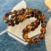 Unisex Raw Blood Amber Stone Necklace, Single-Strand Design