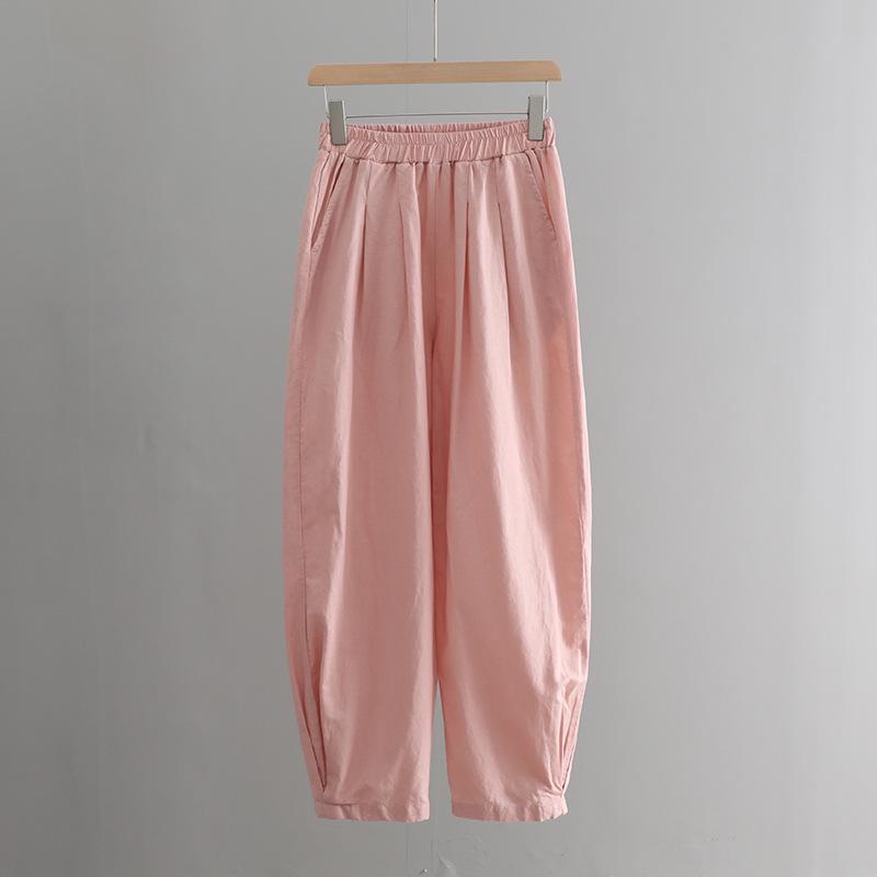 Spring Summer Artistic Loose Sand-Washed Linen Casual Pants for Women - Slimming, Lightweight Meditation Lantern Style