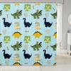 Cartoon Dinosaur Shower Curtain Coconut Tree Hawaii Tropical Bathroom Shower Curtain Sets | Ancient Wild Animals Waterproof