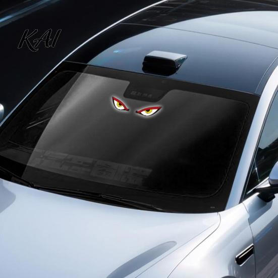 Outdoor Solar Car Lamp Devil Eyes Light Powered LED Dynamic Windshield Ambient USB-C Dual Charging Rechargeable Vehicle with Vibration And Sensor
