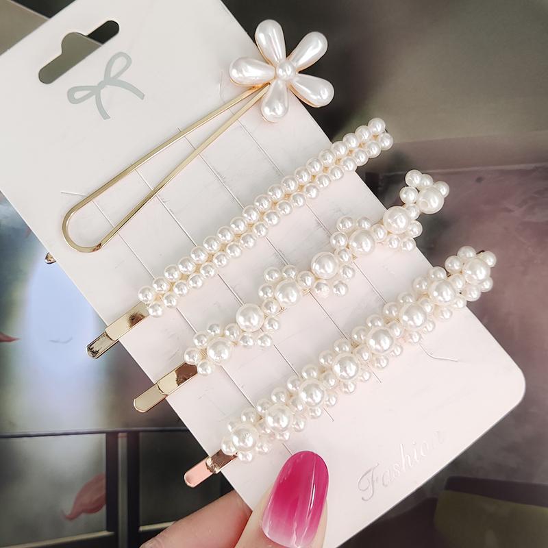 Pearl Hair Clip For Women Korean 3/4pcs Geometric Hairpins Set Hair Berrettes Girl Hairgrip Side Clip Hair Accessories