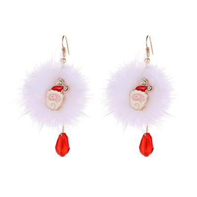 Autumn And Winter Fashion Earrings Santa Plum Deer Ear Nails Fur Ball Red Earrings Jewelry ARI