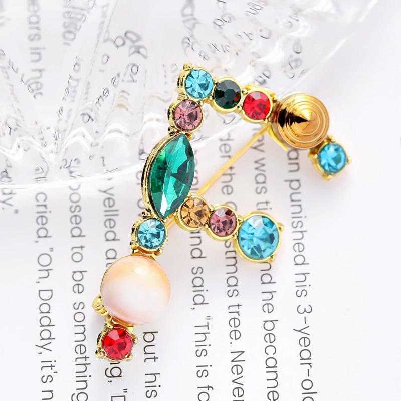 1PC 26 Letters Colorful Jewelry Gifts for Women Alphabet Brooch A-Z Rhinestone Letter Pin