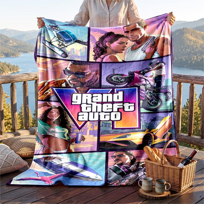 Coperta Calda in Flanella con Fantasia GTA, Coperta Leggera e Confortevole per Letto e Divano