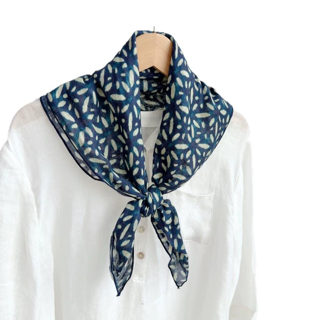 Spring And Summer Women Linen Floral Thin Neck Scarves Square Scarf Neckerchief Office Lady Hijab Headband Female Foulard