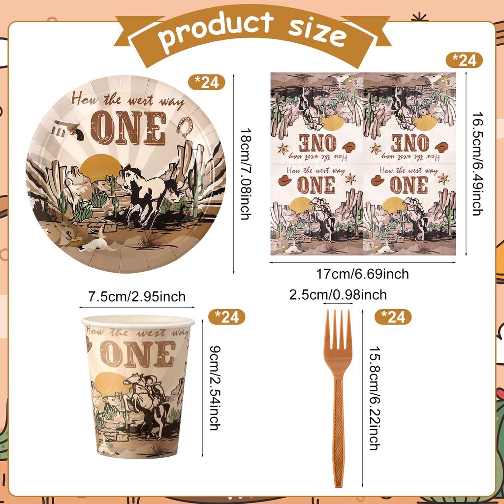 Kklolai 96 Pcs Western Cowboy Party Decorations Bulk West Party Plates 24 First Rodeo Disposable Paper Plates 24 Cowgirl Na