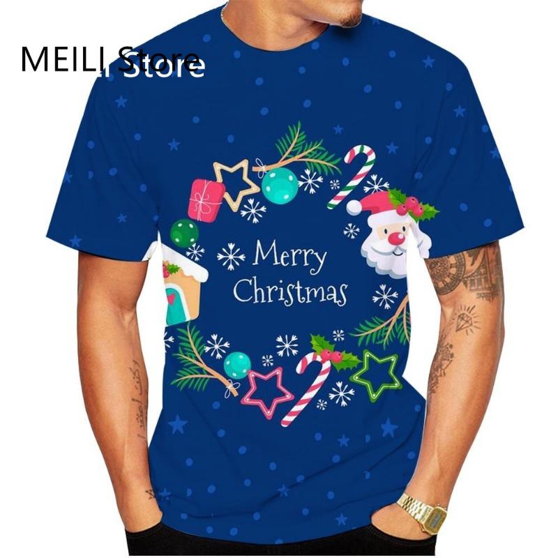 Christmas Men's T-Shirt 3D Print Casual Cartoon Short Sleeve Tee Shirts Fashion Tops Crew Neck Pullover Male Oversized Clothing