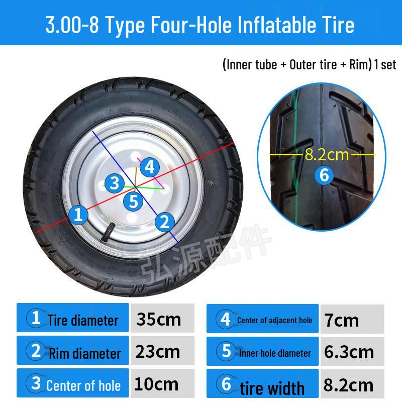 Electric Handcart Tricycle with Solid 3.00-8 Puncture-Proof Tire and Gray Hopper