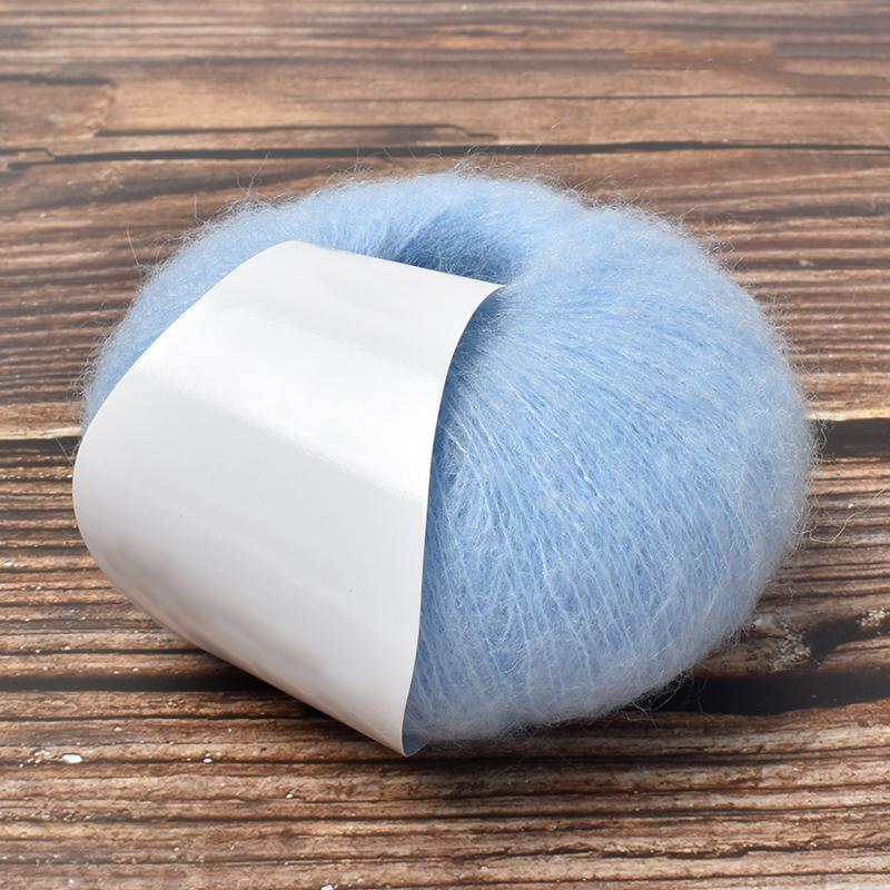 

25 г/моток Однотонная Вязальная Ультратонкая Пряжа Ручного Вязания Роскошная Пряжа Шали Несколько Вариантов 25g светло-синий