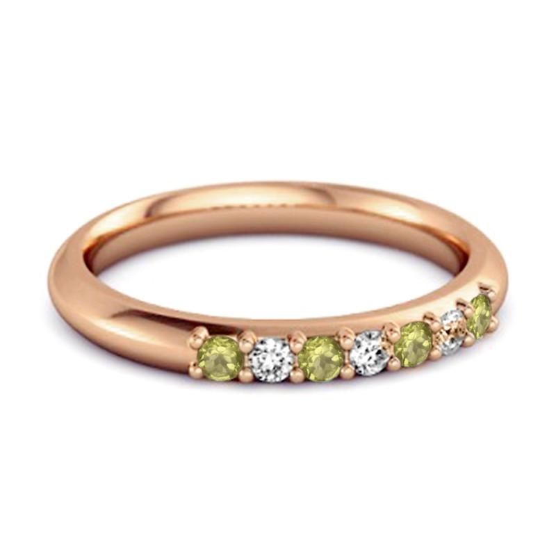 Peridot Eternity Stackable Ring - Sterling Silver Rose Gold Vermeil