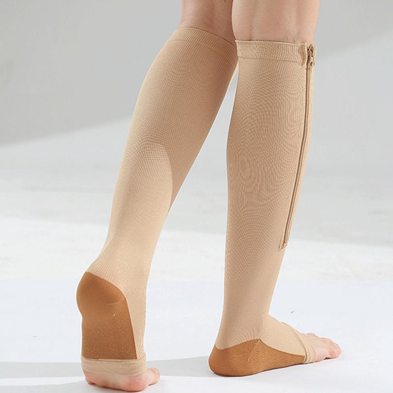 Creative Middle Tube with Zippered Elastic Stockings Sports Socks Shaped Veined Socks Skinny Leg Warmers