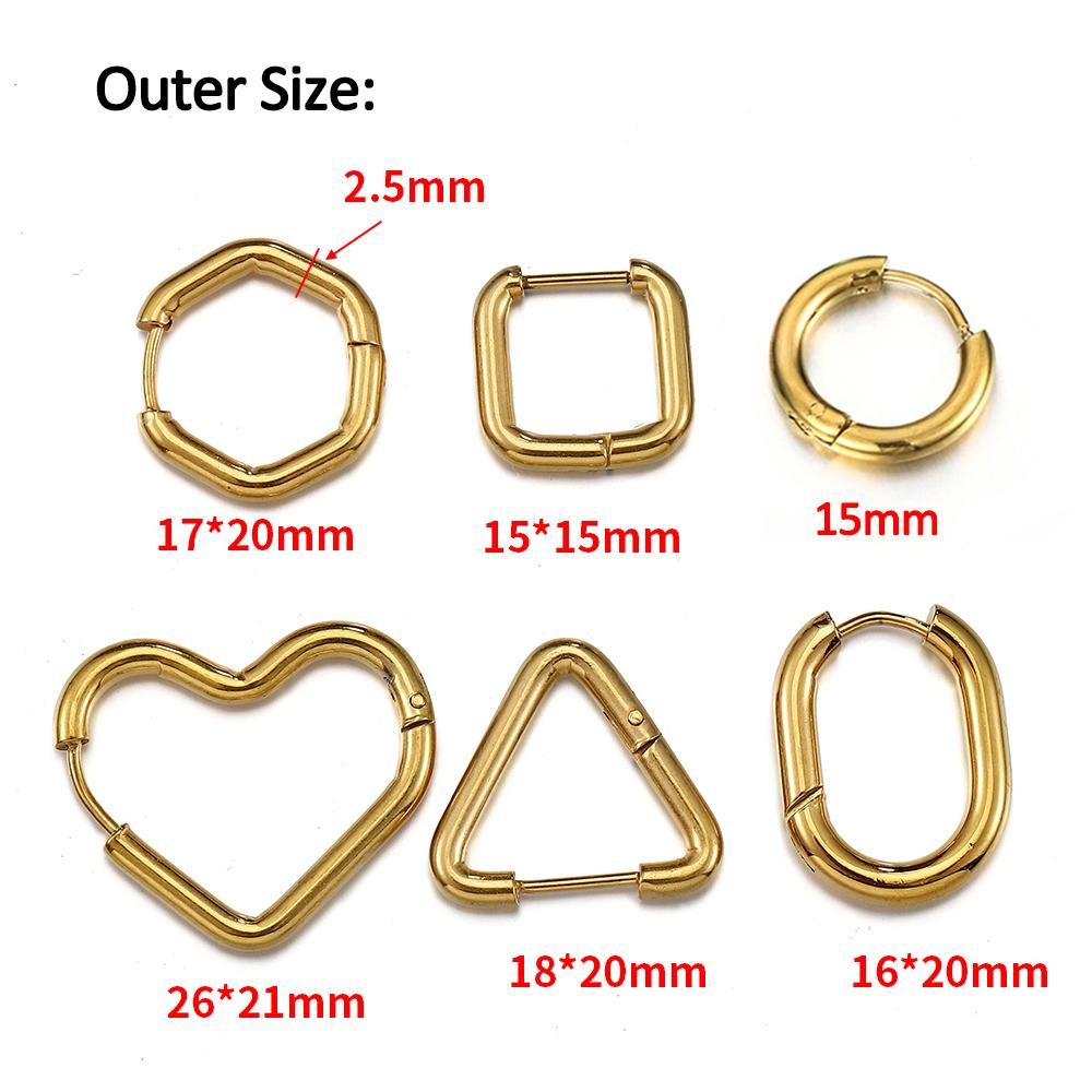10 Stück Edelstahl Dickdraht Creolen Ohrringe Damen Herren Punk Hiphop Huggie Piercing Schmuckherstellung DIY Goldfarbe Accessoire